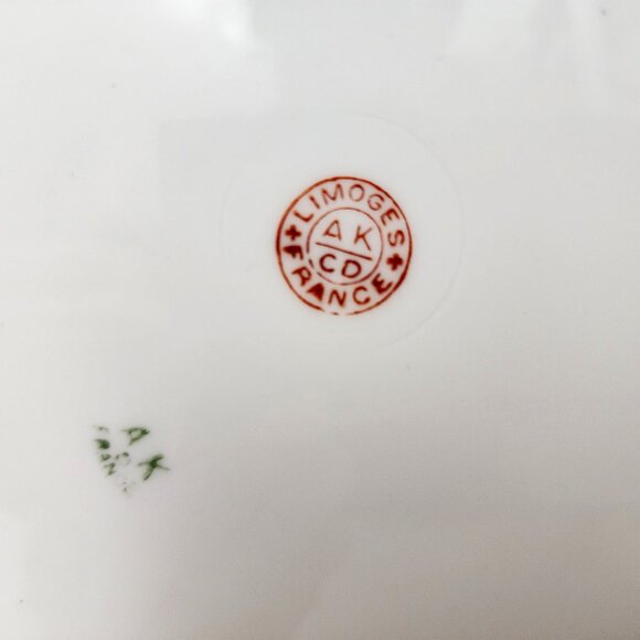 Antique AK-CD France Limoges Handpainted Porcelain Plate with Gold Leaf Trim - Picture 6 of 6